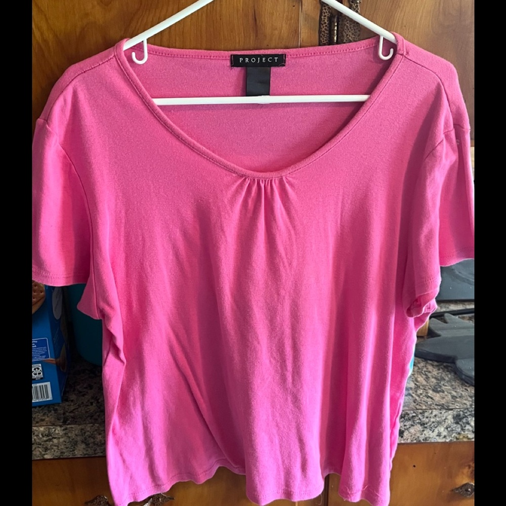 Pink top.